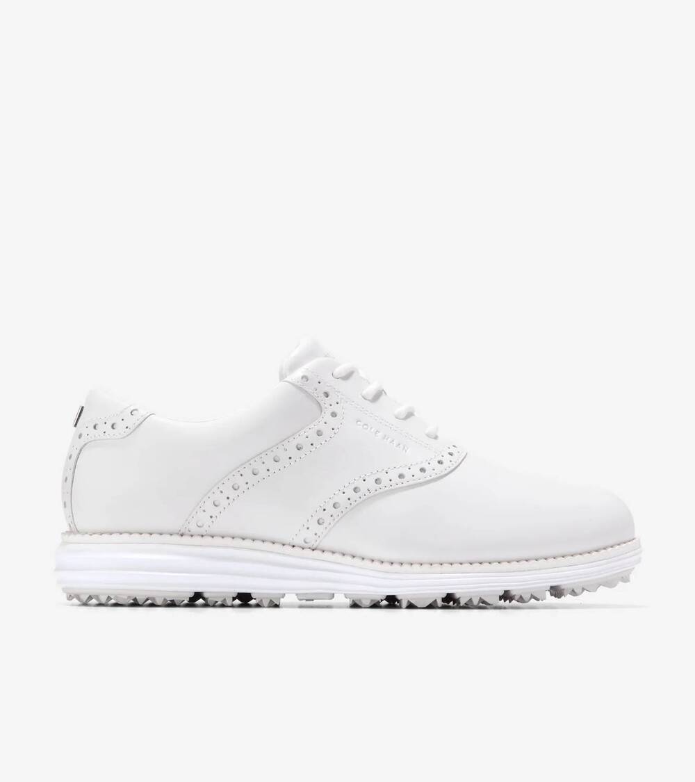 NEW COLE HAAN women's øriginalgrand saddle golf shoes in optic white/silver/whit